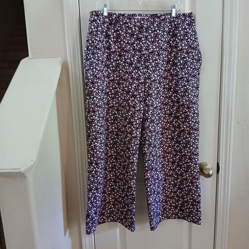 Boden Hampshire Ponte Cropped Wide Leg Floral Paisley Printed Pants 16 Boho
